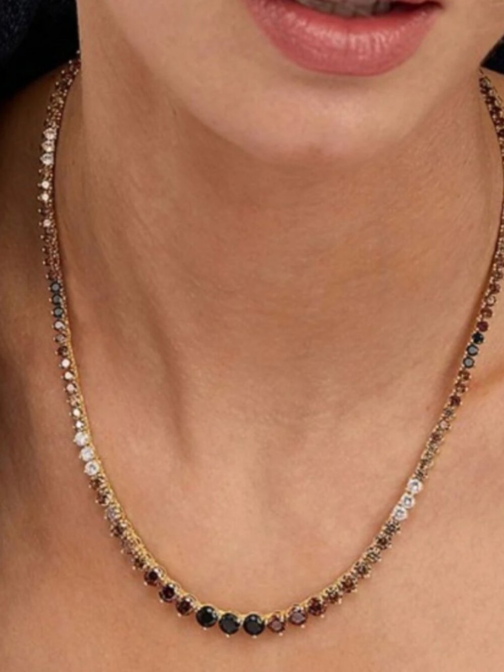 MELINDA MARIA Not Your Basic Graduated Chocolate Ombré Tennis Necklace, NWT